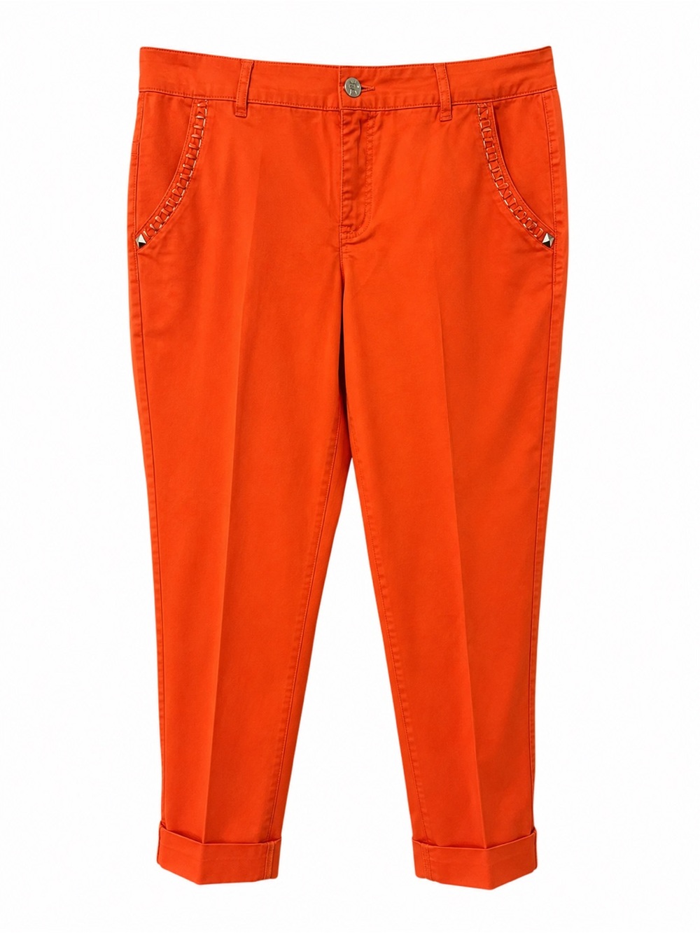 Bay Studio Studded Pocket Capri Pants Orange Size 12 Cotton Blend